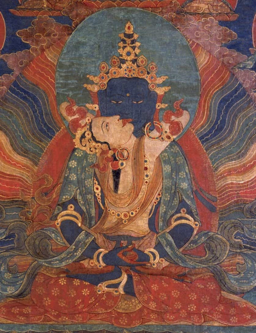 Samantabhadra Buddha (detail), Tibet collection of rubin museum of art (acc. #2003.25.3). Samantabhadra is the primordial buddha of the nyingma tradition.